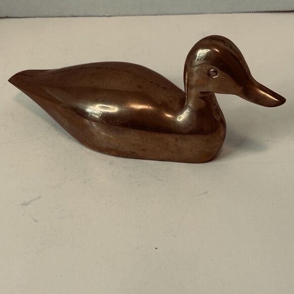 VTG Solid Brass Duck Decoy Pair 9" x 4" Figurine Bookend Paperweight Bird - Picture 14 of 16